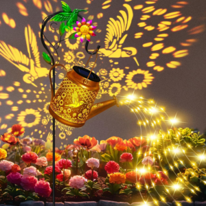 Hummingbird Solar Lanterns Garden Decor, Outdoor Waterproof Watering Can with Shepherd Hook, Solar Garden Decor for Yard Outdoor Landscape Pathway, Gifts...