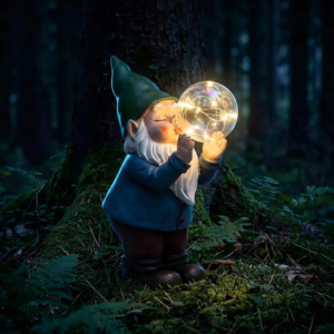 Lune cle Solar Garden Gnome Statue with Light-Up Bubble, Whimsical Outdoor Decor Figurine with LED Fairy Lights for Patio, Lawn, Yard Art - Unique...