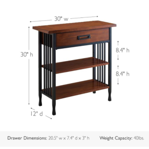 Leick Home SINCE 1912 Ironcraft Foyer Bookcase with Drawer Storage