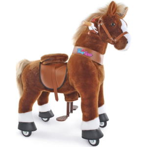 PonyCycle Kids Ride on Horse for Kids Ride on Toys Classic Model U (with Brake/ 36" Height/Size 4 for Age 4-7) Riding Horse Plush Ride on Pony Rideable Horse Walking Animal with Wheels Brown Ux424