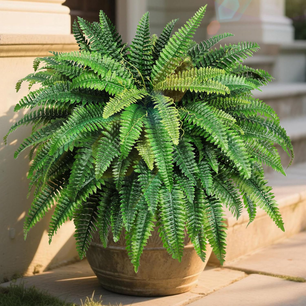 48" Large Artificial Ferns Plants for Outdoors Indoors,UV Resistant 95Branches Faux Boston Fern Bush for Front Porch Decor,Large Hanging Fake Fern Plant...
