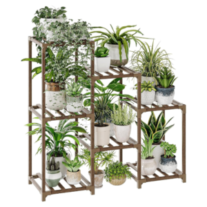 Bamworld Plant Stand Indoor Plant Shelf Outdoor Wood Plant Rack for Multiple Plants 3 Tiers Ladder Plant Holder for Living Room Patio Boho Home Decor for...