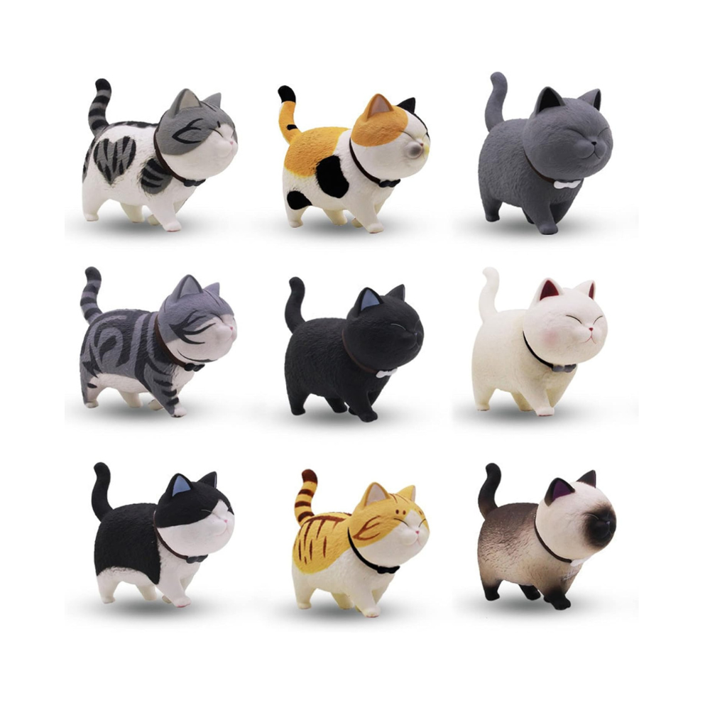 HOINCO 9 PCS Cute Miniature Cats Landscape Lovely Cats Figurines Fairy Home Garden Animals Kitten Adorable Cupcake Christmas Birthday Gift for Home Garden...