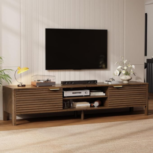 TV Stand for Living Room - up to 80 Inch TVs Mid Century Modern Entertainment Center with Storage and Adjustable Shelves, Media Console Table Walnut 71"