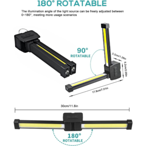 YETHKE Gym Lamp, Portable Gym Lighting for Posing, Magnetic Work Light Rechargeable, Gift for Men/Women, 180° Rotate Foldable with Hang Hook Camping Lamp,...