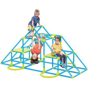 Eezy Peezy Mega Pyramid Monkey Bars Climbing Tower Active Outdoor Fun for Kids Ages 3 to 8 Years Old, Blue/Green