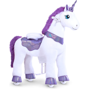 PonyCycle Ride on Unicorn for Kids 4-7 with Brake, Unicorn Gifts for Girls (35.4" Height/Size 4) Plush Interactive Riding Rocking Riding Horse Ride on...