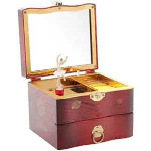 Jewelry Box for Girls Ballerina Music Box Kids Jewelry Boxes Musical Storage Box with Drawer for Little Girl's Gifts (Brown)