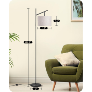 EDISHINE Modern Floor Lamps for Living Room, 64.7" Minimalist Standing Lamp with 3 Color Temperatures Bulb & Adjustable Linen Shade, Foot Pedal...