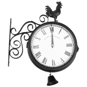 MLLXUXANCC Outdoor Garden Wall Station Clock Double Sided Cockerel Vintage Retro Home Decor