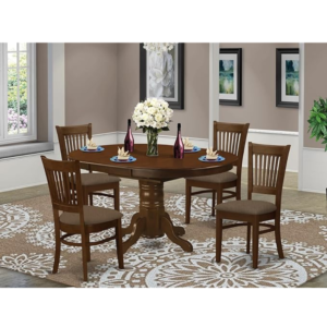 East West Furniture KEVA5-ESP-C 5 Piece Kitchen Table & Chairs Set Includes an Oval Dining Room Table with Butterfly Leaf and 4 Linen Fabric Upholstered Chairs, 42x60 Inch, Espresso