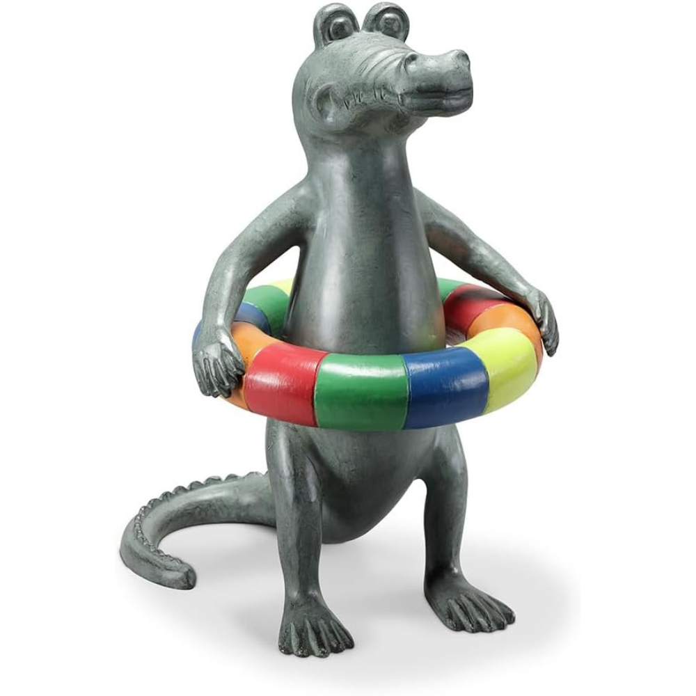 SPI Home Pool Time Gator Garden Sculpture 20.0"" x 17.0"" x 13.0"" 9.10 lbs. Aluminum, Gray, 35209