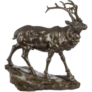 Bronze Elk Sculptures-Pure Bronze Casting- Bronze Wildlife Deer Animal Statue,Unique Ornament for Home Office Garden Decor and Gift