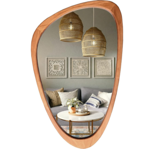 WallBeyond Asymmetrical Mirror, Irregular Wall Mirror, Wall Mirrors Decorative for Bedroom Living Room Entryway Hall, Wood Mirror for mid Century Modern Decor 30" H x 19" W