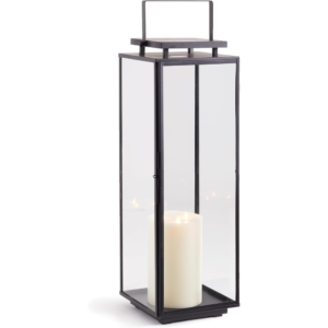 Napa Home & Garden 10" x 30.25" Alden Decorative Large Galvanized Black Metal Indoor/Outdoor Lantern All Seasons Summer Spring Home Patio Porch...