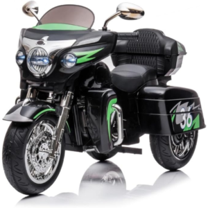 Kids Motorcycle | 12V Electric Motorcycle for Kids Ages 3-8 | 2-Seat, 3-Wheel Toy Car with Bluetooth, LED Lights | Safe Toy Vehicle Gift (Black)