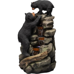 Alpine Corporation 36" Tall Indoor/Outdoor 2 Bears Climbing Rainforest Water Fountain with LED Lights, Cascading Wildlife Water Feature for Garden,...