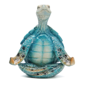 VVGIFTS Sea Turtle Meditation Yoga Decor, Garden Figurine Sea Turtle Meditating Coastal Beach Decorations, Zen Yoga Resin Statue for Home Office Decorations (Put The Palm Separate)