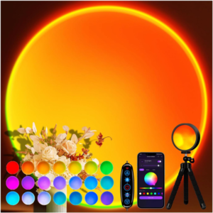 Sunset Lamp Projector for Room Decor,Endless Color Sun light Lamp Mood Lighting,Sunrise Sunset Light 360°Rotation LED Projection Lamp for Party,Tiktok Live,Photography|Multicolors,APP&Button Switch
