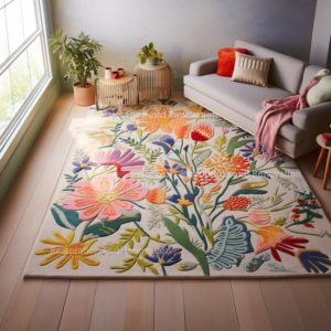 Restoration and Renovation Handmade Wool Floral Area Rug for Living Room | Elegant Flower Garden Design, Soft, Thick and Durable | Bedroom, Dining Room &...