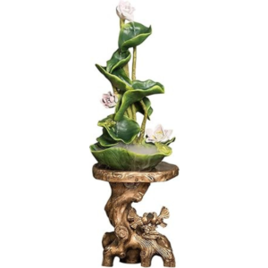 Floor Water Fountain Lotus Flowing Water Fountain, Floor Standing Ornaments, Floor Circulating Water Fountain, for Office and Home Décor Water Fountain Garden Waterfall