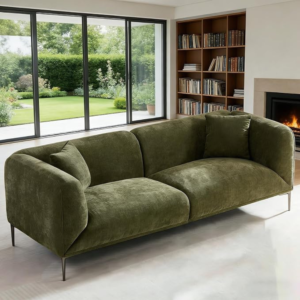 82.7" Modern Sofa Couch, Sectional Sofa with Metal Legs, Boucle Fabric, 3 Seater Cloud Couch with 2 Pillows, Upholstered Loveseat Couch for Living Room, Apartment, Office.(Green)