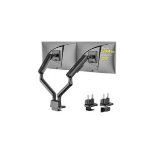 monTEK Dual Monitor Arm, Mechanical Spring Monitor Arm for 17-35" Screens, Adjustable Monitor Desk Mount Each Holds up to 26.4 lbs with C Clamp/Grommet Desk Mount, VESA 75/100mm