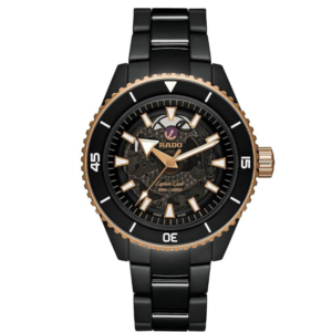 Rado - Captain Cook - 43 mm- Men - Swiss Watch - High-Tech Ceramic - Automatic – Matte Black and Rose Gold