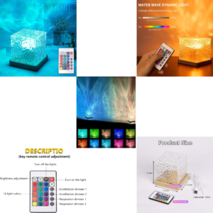 Ocean Wave Projector Light, 16-Color LED Cube Lamp & Remote, 3D Holographic Water Ripple, Romantic Ambient Lighting for Kids Room, Meditation, Relaxation, Bathroom, Night Light (Plug-in)