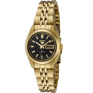 Seiko Women's SYMA40K Seiko 5 Automatic Black Dial Gold-Tone Stainless Steel Watch