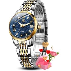 OLEVS Automatic Women Watches Diamond Tourbillon Dress Wrist Watches Moon Phase Waterproof Luminous