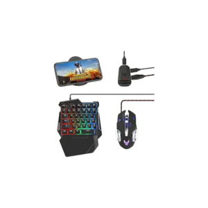 Half Hand Gaming Keyboard and Mouse Combo Laelr 35 Keys PUBG Wired Mechanical RGB Backlit Keyboard with Wrist Rest Wired Gaming Mouse Converter for Android iOS Phone Game Not Support iOS 13.4 & Above